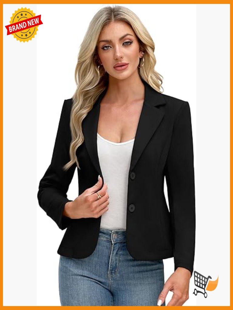 Women's Knit Blazer Stretch Slim Fit Half-Lined Lightweight Jacket